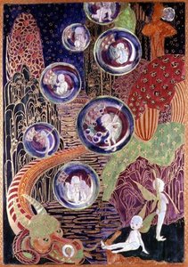 Wedgwood Fairyland Lustre-Plakette, ca. 1917 von Daisy Makeig Jones