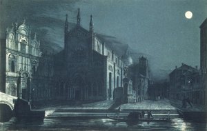 Nächtliche Szene der Kirche SS. Giovanni und Paolo, Venedig, gestochen von Brizeghel