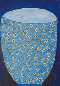 Blaue Gänseblümchenvase von Dale Hefer & Family