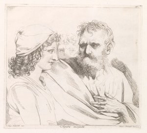 Junger Mann und ein alter Mann mit stechenden Augen, Figura incognita (Titel auf dem Objekt) von Damiano Pernati