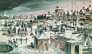 Frostmesse auf der Themse (Farblithografie) von Dan Escott