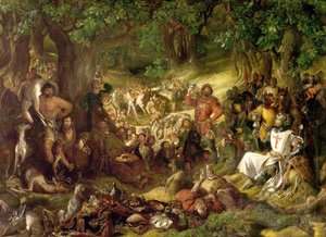Robin Hood und seine fröhlichen Männer unterhalten Richard Löwenherz im Sherwood Forest von Daniel Maclise