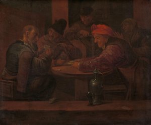 Männer, die in einer Taverne Karten spielen