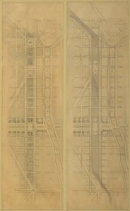 Platte 79 2 Zeichnungen aus dem Plan von Chicago: Vorgeschlagener Standort und Anordnung der...
