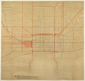 Tafel 80 aus Der Plan von Chicago, 1909: Chicago. Diagramm des Stadtzentrums, das den vorgeschlagenen... zeigt