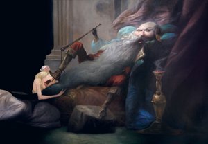 Und sie bat ihn, sie am Leben zu lassen, aus Blaubart von Charles Perrault (1628-1703) von Daniel Cacouault