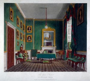 Innenansicht des grünen Kabinetts im Buckingham House, Westminster, London von Daniel Havell