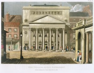 Neues Theatre Royal, Haymarket, in London, entworfen von John Nash im Jahr 1821, 1826