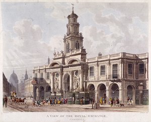 Royal Exchange, 2. Außenansicht, London, 1816 von Daniel Havell