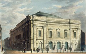 Theatre Royal, Drury Lane, in London, entworfen von Benjamin Wyatt im Jahr 1812, 1826 von Daniel Havell