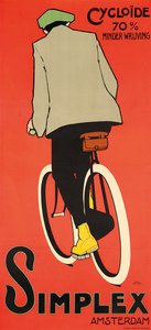 Ein Plakat, das Simplex Amsterdam Fahrräder bewirbt
