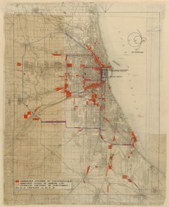 Plan von Chicago, Chicago, Illinois, Eisenbahnschaltkreise Diagramm von Daniel Hudson Burnham