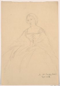 Zeichnung, Frau Sheppard Gandy sitzend; Rückseite: Linienskizze, 1859 von Daniel Huntington