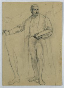 Zeichnung, Studie für "Titian zeigt, 1866" von Daniel Huntington