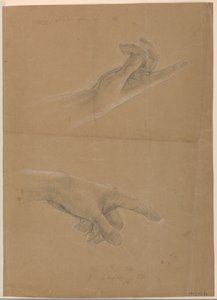 Zwei Studien der Hand für Engel, der St. Peter erscheint in "Frühe christliche Märtyrer" von Daniel Huntington