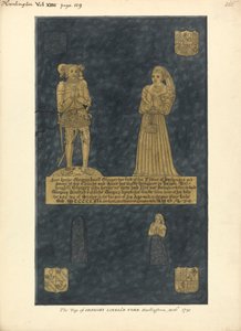 Messingplatte für Gregory Lovell und seine Frau Anne, Tochter von David Bellingham, Harlington Church