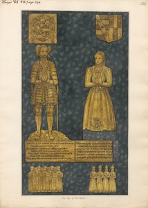 Messingplatte auf dem Grab von Thomas und Elizabeth Higate aus der Kirche von Hayes von Daniel Lysons