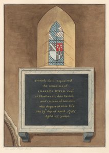 Gedenkstätte für Charles Hitch aus der Kirche von East Ham von Daniel Lysons