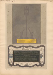 Überreste der Messingplatte und Denkmal für William Nicol und Ann seine Frau und Elizabeth seine Tochter und William seinen Sohn aus der Kirche von Hendon