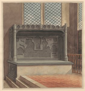 Grab von Thomas Windsor, 1486, mit entfernten Messingplatten aus der Stanwell Kirche von Daniel Lysons