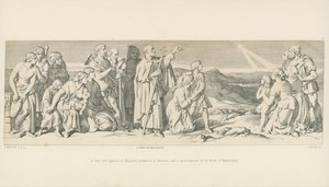 Ein feuriger Stern erscheint in England, unheilverkündend, und wird vom Mönch von Malmesbury apostrophiert von Daniel Maclise