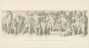 Guy von Ponthieu gibt Harold und seinen Begleitern weitere Audienz, deren Freilassung von Herolden des Herzogs Wilhelm gefordert wird von Daniel Maclise