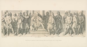 Harold und seine Gefährten, als Gefangene vor Guy von Ponthieu und seine normannischen Ritter gebracht von Daniel Maclise