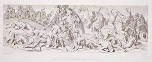 Harold, vor dem Standard von England, wird von einem fallenden Pfeil durchbohrt, aus 