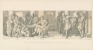 Harolds Gefangenschaft wird Wilhelm von der Normandie angekündigt, der informiert wird, dass Guy von Ponthieu Lösegeld für ihn verlangt von Daniel Maclise