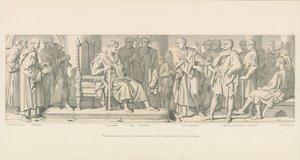 Wilhelm berät sich mit den Adligen und Kaufleuten seines Herzogtums, um Hilfe für seinen Plan zu erhalten von Daniel Maclise