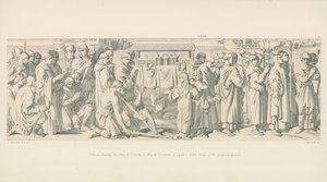 William zeigt die Reliquien von St. Valery, um die Unzufriedenheit eines Teils seiner Truppen bei der geplanten Invasion zu besänftigen von Daniel Maclise