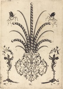 Brosche mit Tischsteinen, Schmetterlingen oben und Pfauen und Hermes unten von Daniel Mignot