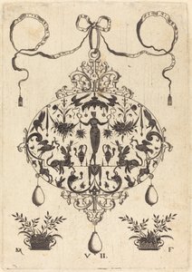 Großer Anhänger, Flora stehend, eine Fruchtgirlande haltend von Daniel Mignot