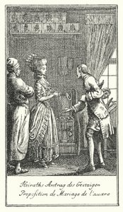 Heiratsantrag des Geizhalses von Daniel Nikolaus (after) Chodowiecki