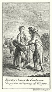 Heiratsantrag des Bauern (Gravur) von Daniel Nikolaus (after) Chodowiecki