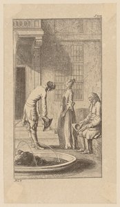 Ankunft in Basilgrove bei Miss Henley und ihrem Großvater, Blatt 7 aus "Leben Bemerkungen und Meinungen Johann Bunkels" von Daniel Nikolaus Chodowiecki