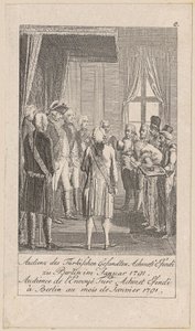 Audienz des türkischen Gesandten, Blatt 8 der Folge „Ältere, mittlere und neuere Geschichte“ von Daniel Nikolaus Chodowiecki