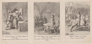 Blatt 7-9 der Folge "Geschichte des Mittelalters" von Daniel Nikolaus Chodowiecki