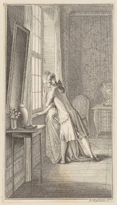 Ferdinand umarmt Elise am Fenster von Daniel Nikolaus Chodowiecki