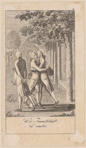 Freundschaft, Blatt 2 der Folge „Aufrichtigkeit und Heuchelei“ von Daniel Nikolaus Chodowiecki
