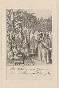 Nabob in seinem Garten, Blatt 3 der Folge „Ostindische Gebräuche“ von Daniel Nikolaus Chodowiecki