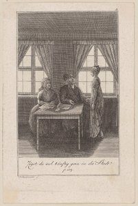 Pastor fragt seine Tochter, ob sie in die Stadt ziehen möchte, Blatt 3 der Folge "Der Ruf in die Stadt" von Daniel Nikolaus Chodowiecki