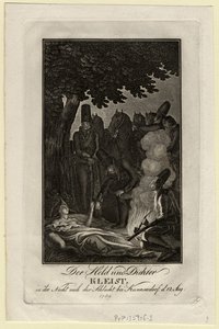 Dichter Ewald von Kleist in der Schlacht bei Kunersdorf, am 12. August 1759, ca. 1759 von Daniel Nikolaus Chodowiecki