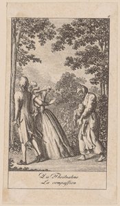 Teilnahme, Blatt 4 der Folge "Aufrichtigkeit und Heuchelei" von Daniel Nikolaus Chodowiecki