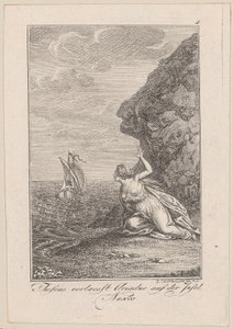 Theseus verlässt Ariadne auf der Insel Naxos, Blatt 4 zu Beckers "Theseus" von Daniel Nikolaus Chodowiecki
