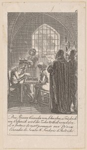 Todesurteil der Prinzen Konradin von Schwaben und Friedrich von Österreich, Blatt 6 der Folge „Ältere, mittlere und neuere Geschichte“ von Daniel Nikolaus Chodowiecki