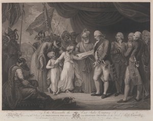 Die Übergabe des endgültigen Vertrags durch die Geiselprinzen in die Hände von Lord Cornwallis