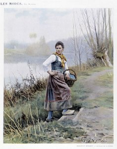 Frau kehrt vom Fluss zurück von R. Knight, ca. 1905