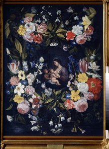 Blumenkranz mit Madonna und Kind