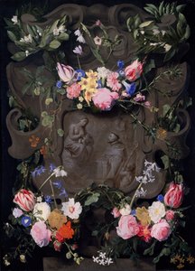 Das Wunder des Heiligen Bernhard in einem Blumenkranz, 1645-1655